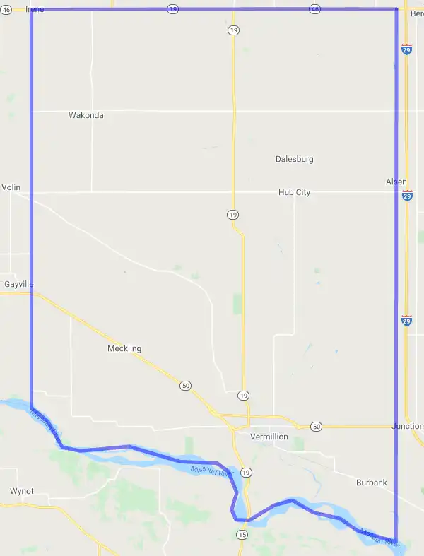 County level USDA loan eligibility boundaries for Clay, South Dakota