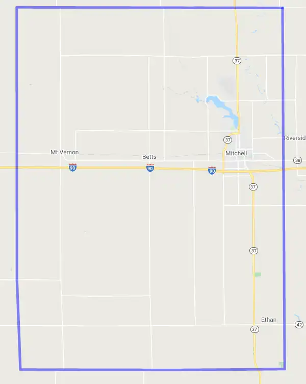 County level USDA loan eligibility boundaries for Davison, South Dakota