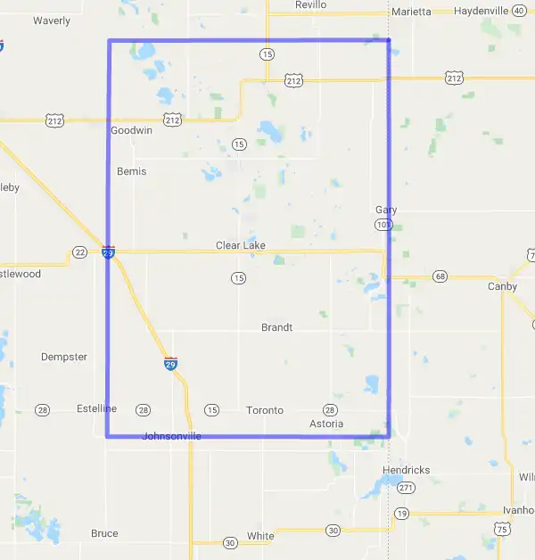 County level USDA loan eligibility boundaries for Deuel, South Dakota