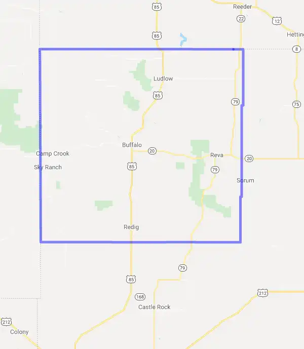 County level USDA loan eligibility boundaries for Harding, South Dakota