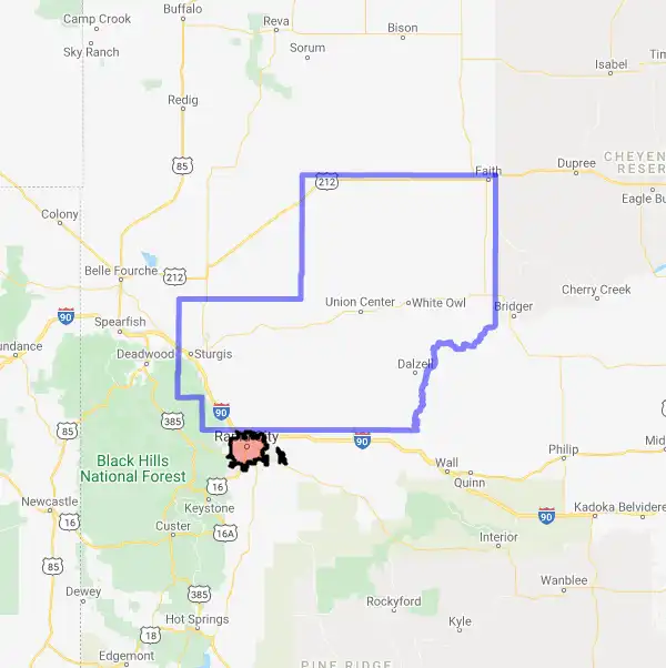 County level USDA loan eligibility boundaries for Meade, South Dakota