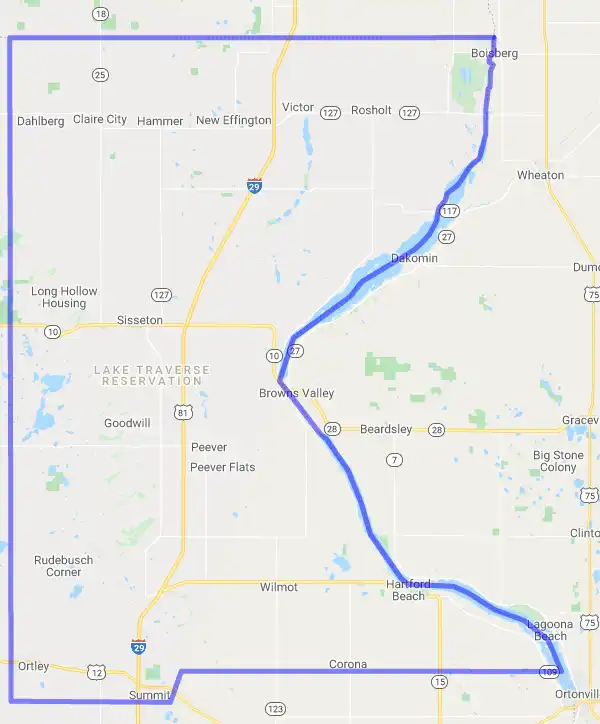 County level USDA loan eligibility boundaries for Roberts, South Dakota