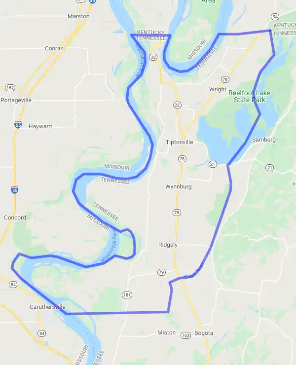 County level USDA loan eligibility boundaries for Lake, Tennessee