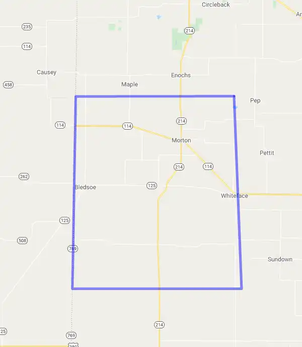 County level USDA loan eligibility boundaries for Cochran, Texas