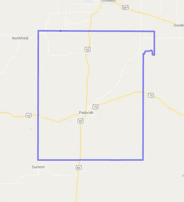 County level USDA loan eligibility boundaries for Cottle, Texas