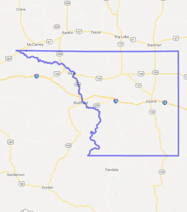 County level USDA loan eligibility boundaries for Crockett, Texas