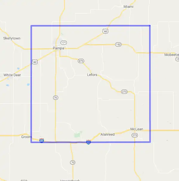 County level USDA loan eligibility boundaries for Gray, Texas
