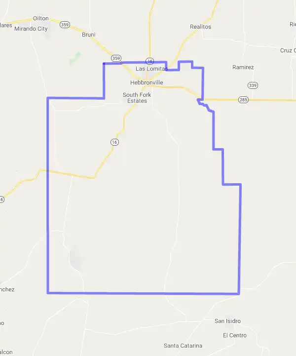 County level USDA loan eligibility boundaries for Jim Hogg, Texas