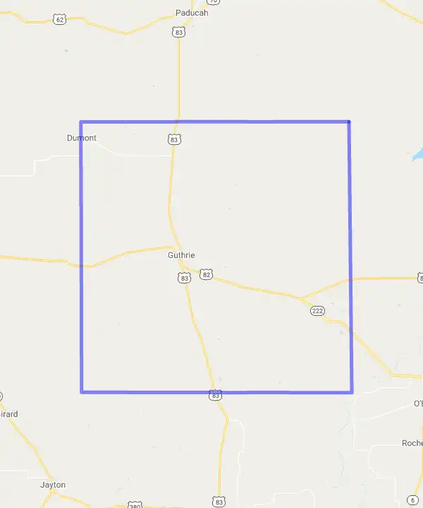 County level USDA loan eligibility boundaries for King, Texas