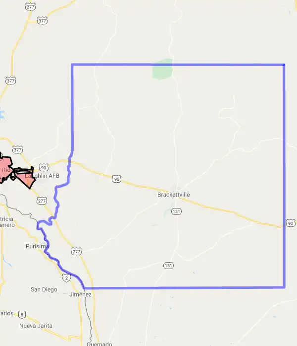 County level USDA loan eligibility boundaries for Kinney, Texas