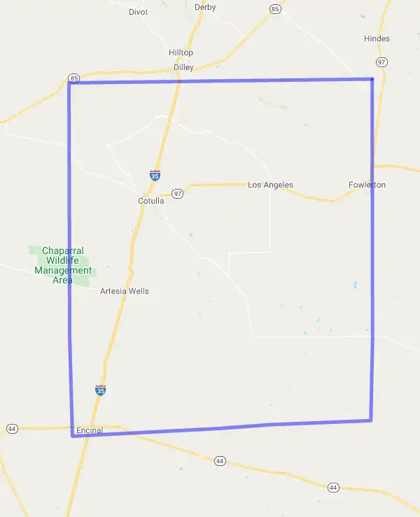 County level USDA loan eligibility boundaries for La Salle, Texas