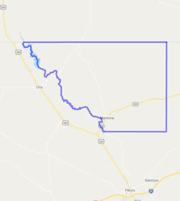 County level USDA loan eligibility boundaries for Loving, Texas