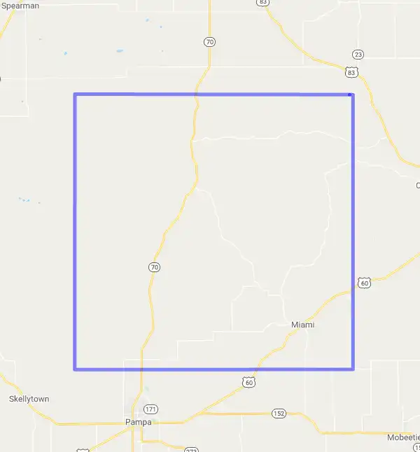 County level USDA loan eligibility boundaries for Roberts, Texas