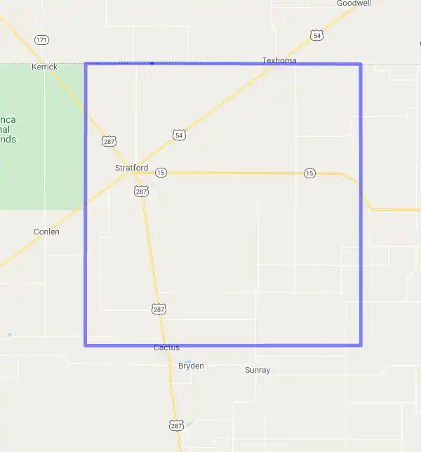 County level USDA loan eligibility boundaries for Sherman, Texas