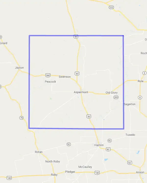 County level USDA loan eligibility boundaries for Stonewall, Texas