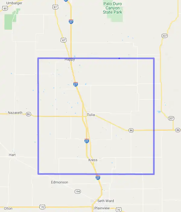 County level USDA loan eligibility boundaries for Swisher, Texas