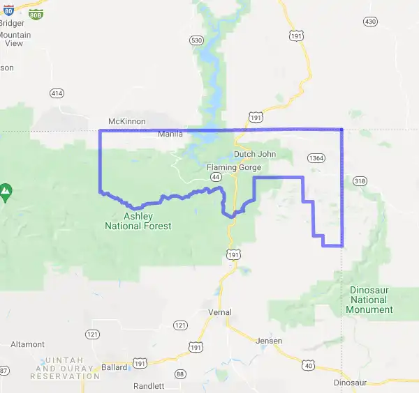 County level USDA loan eligibility boundaries for Daggett, Utah