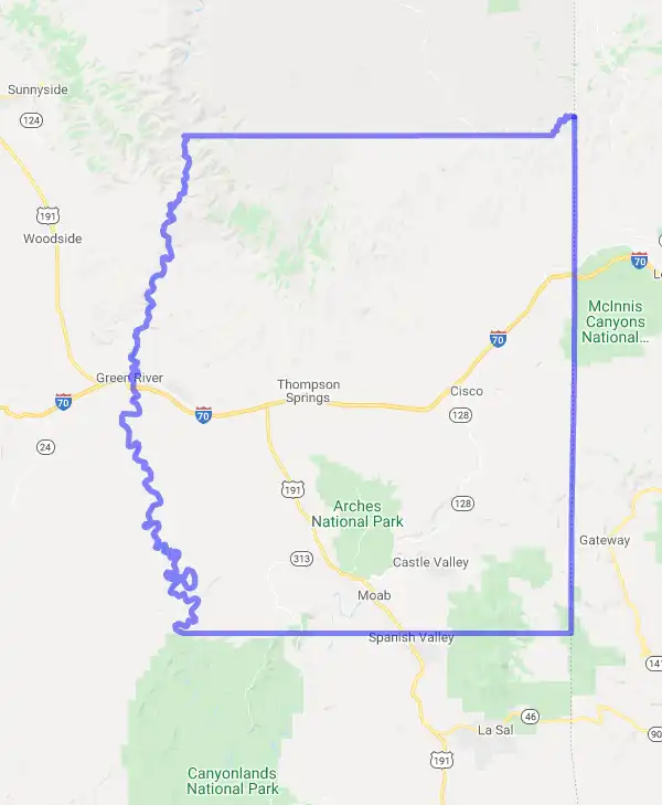 County level USDA loan eligibility boundaries for Grand, Utah