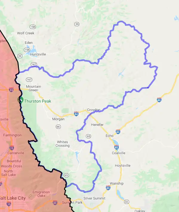 County level USDA loan eligibility boundaries for Morgan, Utah