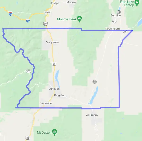 County level USDA loan eligibility boundaries for Piute, Utah