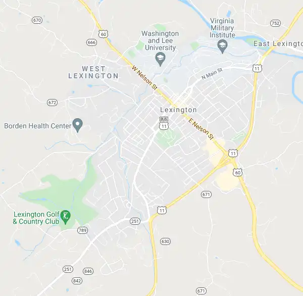 County or Independent City level USDA loan eligibility boundaries for Lexington, Virginia