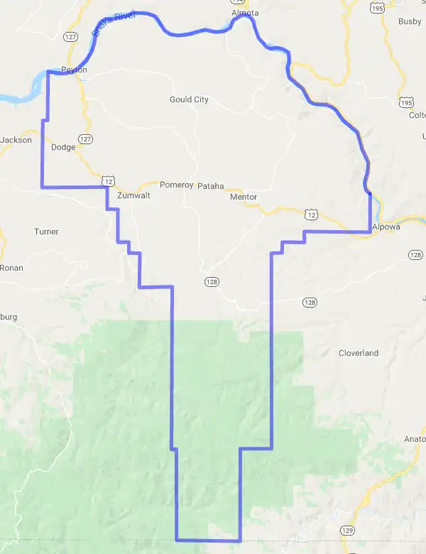 County level USDA loan eligibility boundaries for Garfield, Washington