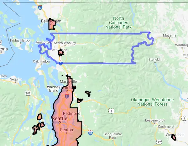 County level USDA loan eligibility boundaries for Skagit, Washington