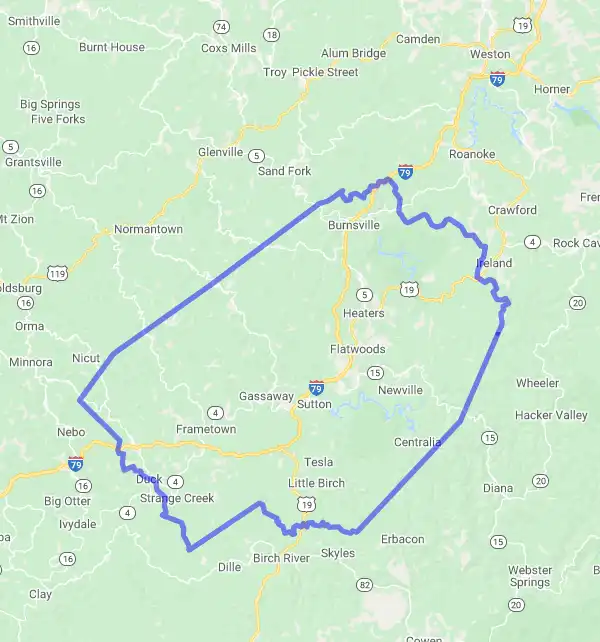 County level USDA loan eligibility boundaries for Braxton, West Virginia