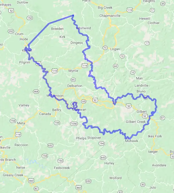 County level USDA loan eligibility boundaries for Mingo, West Virginia