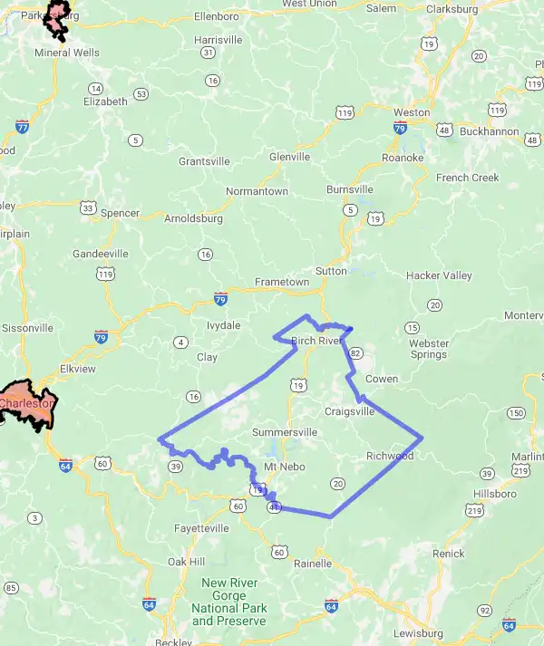County level USDA loan eligibility boundaries for Nicholas, West Virginia