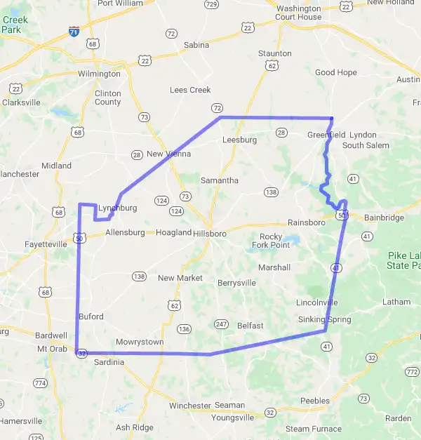 County level USDA loan eligibility boundaries for Ohio, West Virginia