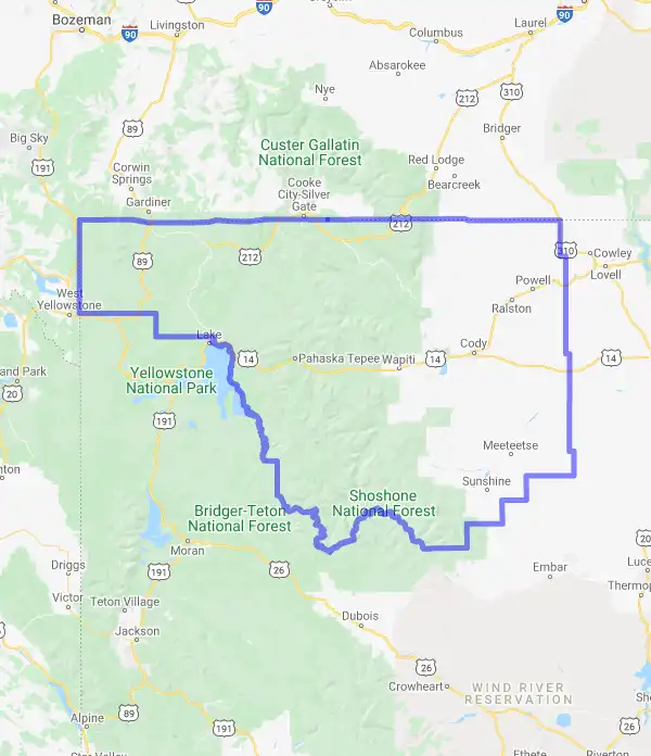 County level USDA loan eligibility boundaries for Park, Wyoming